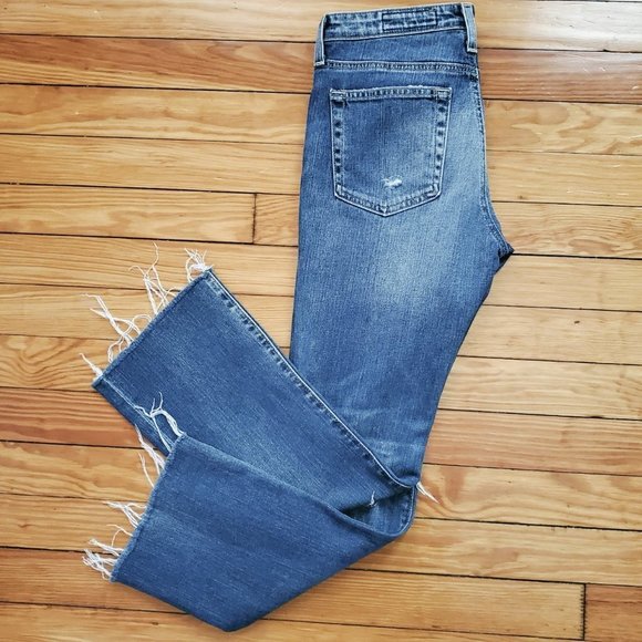 AG-ED Denim The Jodi Crop High Rise Slim Flare Crop Distressed Raw Hem Sz 26R - Picture 4 of 8